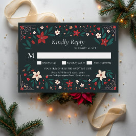 Mexican Rustic Elegant Christmas Red Wedding RSVP
