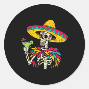 Mexican Skeleton Sombrero Cinco De Mayo Runder Aufkleber