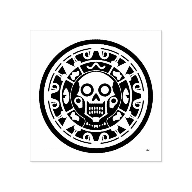 Mexican Skull Aztec Art Rubber Briefmarke Gummistempel (Prägung)