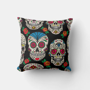 Mexican Skulls & Rose: Vintages Design Kissen