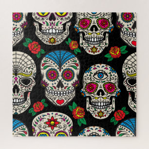 Mexican Skulls & Rose: Vintages Design Puzzle