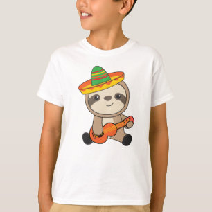 Mexican Sloth Sombrero Ukulele Cinco de mayo T-Shirt