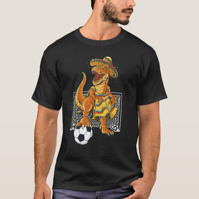 Mexican Soccer Rex Dinosaur Mexico Flag Futbol 202 T-Shirt (Vorderseite)
