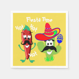 Mexican Sombrero Cactus Chili Pepper Fiesta Party Serviette