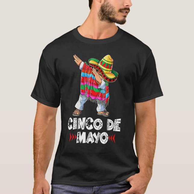 Mexican Sombrero Cinco Dabbing Dab De Poncho Mayo T-Shirt (Vorderseite)