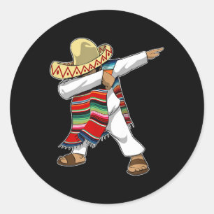 Mexican Sombrero Poncho Dabbing Runder Aufkleber