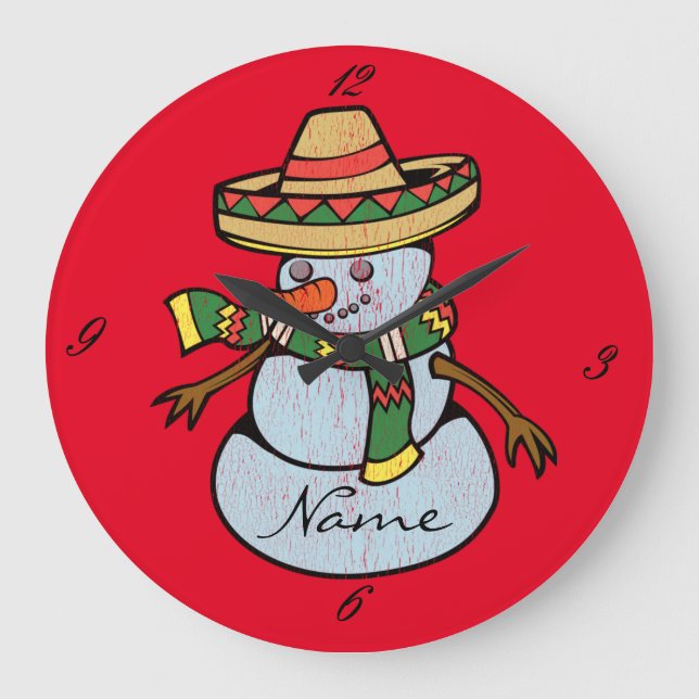 Mexican Sombrero Santa Thunder_Cove Große Wanduhr (Vorderseite)