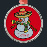 Mexican Sombrero Santa Thunder_Cove Ornament Aus Metall<br><div class="desc">Mexikanischer Sombrero-tragender Santa ,  personalisieren Sie,  indem Sie Ihren Namen in einer beliebigen Hintergrundfarbe ändern</div>