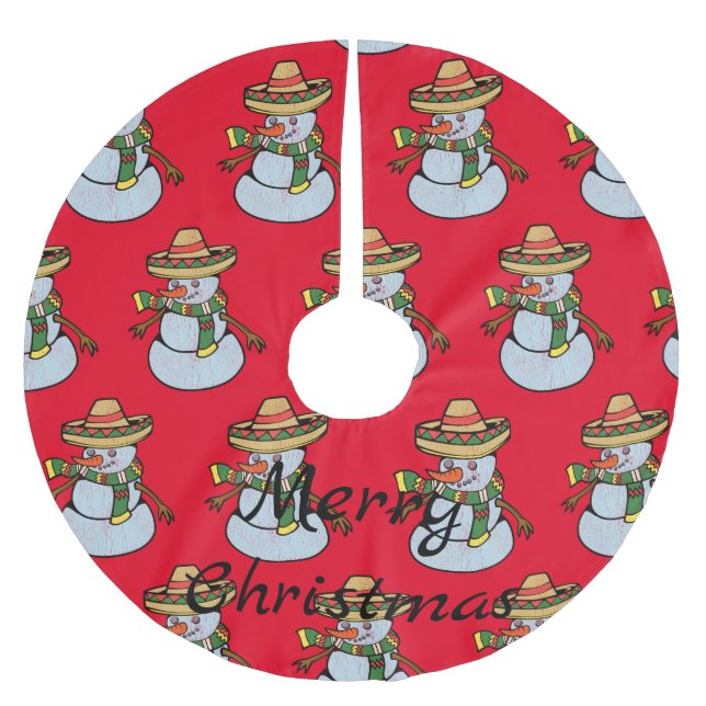 Mexican Sombrero Santa Thunder_Cove Polyester Weihnachtsbaumdecke (Vorderseite)