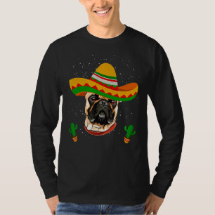 Mexican Sombrero Wearing Bulldog Cinco De Mayo T-Shirt