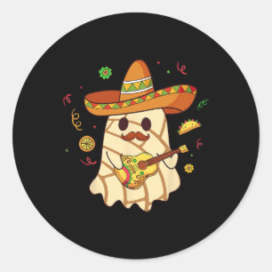 Mexican Spooky Ghost Play Guitar Conchas Pan Dulce Runder Aufkleber