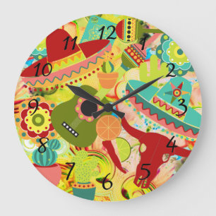 Mexican Street Party Wall Clock Große Wanduhr