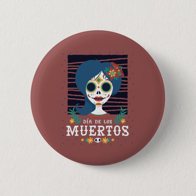 Mexican Sugar Skull Girl Button (Vorderseite)