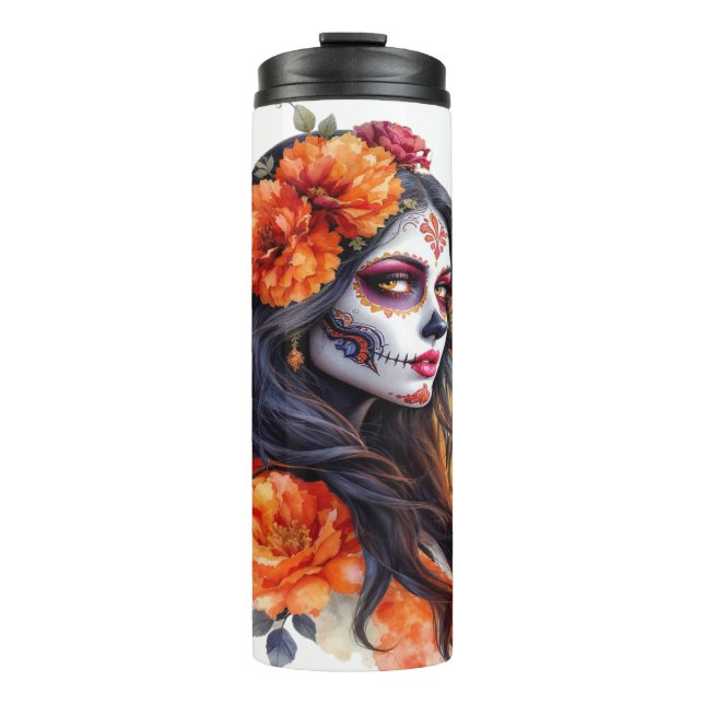 Mexican Sugar Skull La Calavera Catrina Tumbler Thermosbecher (Vorderseite)