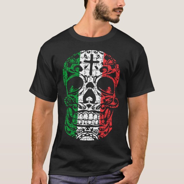 Mexican Sugar Skull Pride Calavera Day Dead Cinco  T-Shirt (Vorderseite)