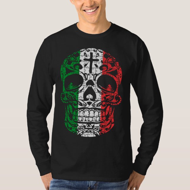 Mexican Sugar Skull Pride Calavera Day Dead Cinco  T-Shirt (Vorderseite)