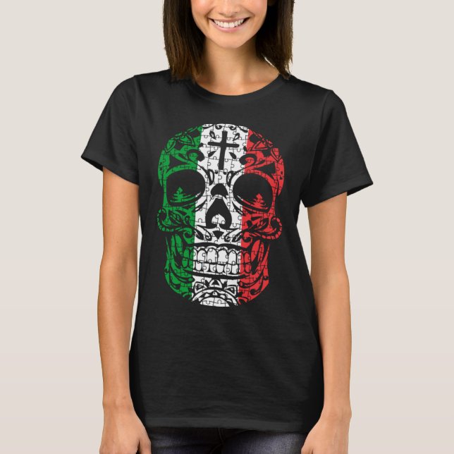Mexican Sugar Skull Pride Calavera Day Dead Cinco  T-Shirt (Vorderseite)