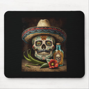 Mexican Sugar Skull Tequila Sombrero Cinco De Mayo Mousepad