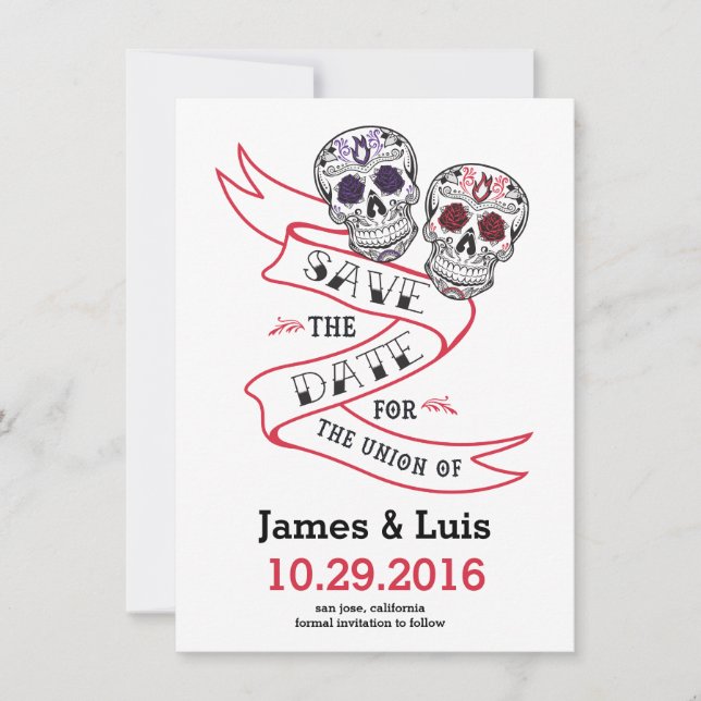 Mexican Sugar Skull Wedding Save the date 4.5x6.25 (Vorderseite)