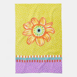 Mexican Sunflower Yellow Lila Kittuch Geschirrtuch