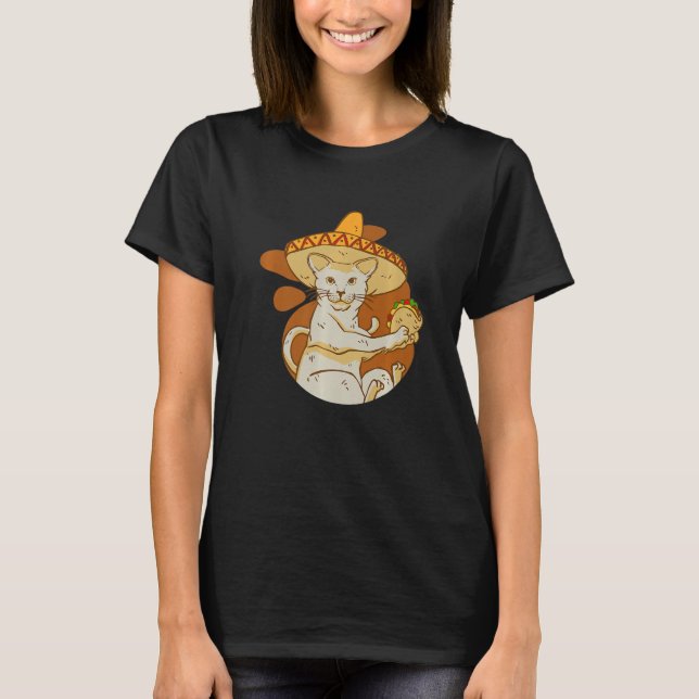 Mexican-Takos-Yammy-Sombrero-Katze T-Shirt (Vorderseite)