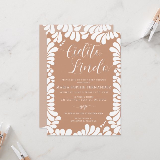 Mexican Talavera Boho Cielito Lindo Baby Shower Einladung (Vorderseite/Rückseite Beispiel)