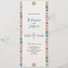 Mexican Talavera Colorful Floral Fiesta Wedding Programm