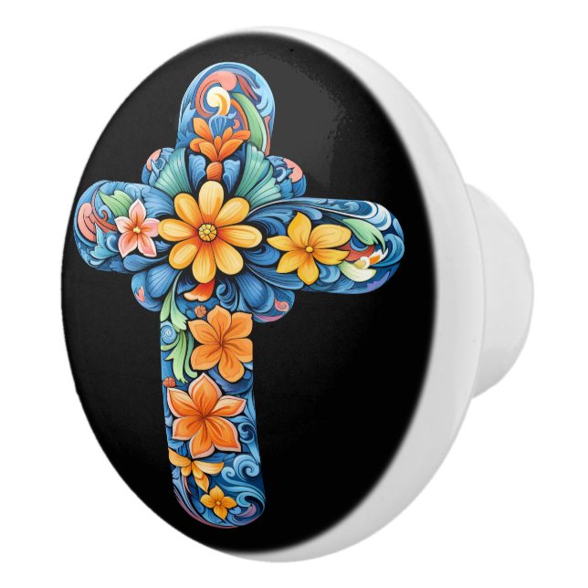 Mexican Talavera Cross Ceramic Knob Keramikknauf (Rechts)