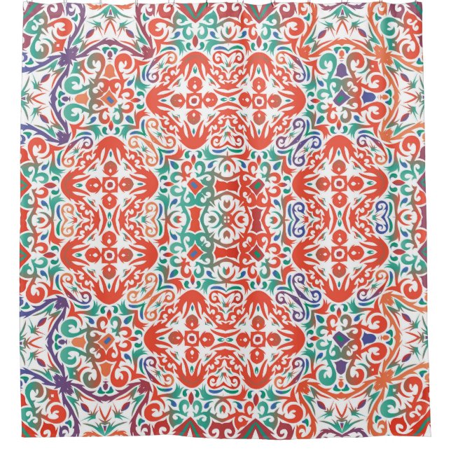 Mexican Talavera: Ethnic Tile Collage. Duschvorhang (Vorderseite)