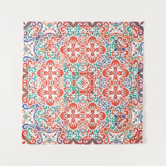 Mexican Talavera: Ethnic Tile Collage. Wandteppich (Vorderseite)