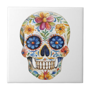 Mexican Talavera Hacienda Style Sugar Skull Tile Fliese