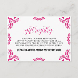 Mexican Talavera Pink Floral Minimalist Wedding Begleitkarte