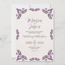 Mexican Talavera Purple Floral Minimalist Wedding