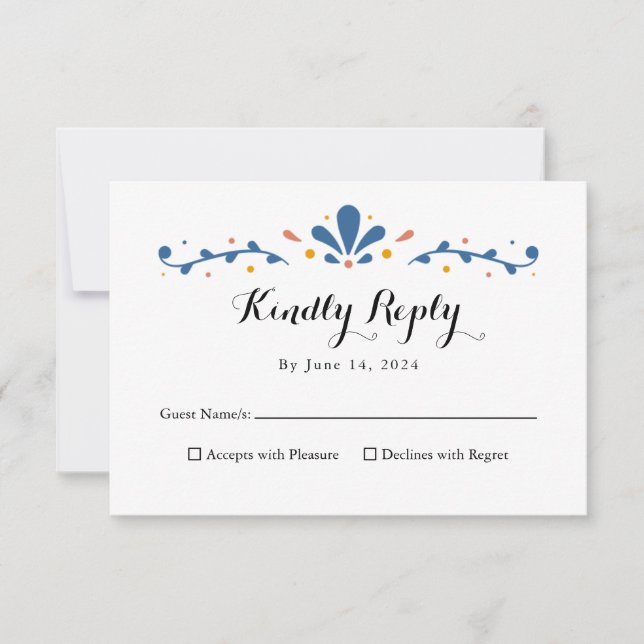 Mexican Talavera Response Card, RSVP Card (Vorderseite)