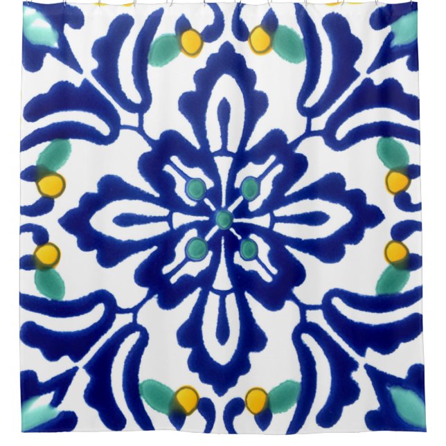 Mexican Talavera Terracotta Tile Design Nr. 10 Duschvorhang (Vorderseite)
