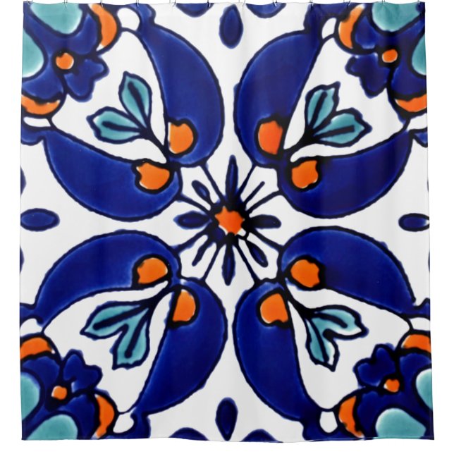 Mexican Talavera Terracotta Tile Design Nr. 1 Duschvorhang (Vorderseite)