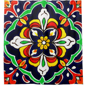 Mexican Talavera Terracotta Tile Design Nr. 2 Duschvorhang