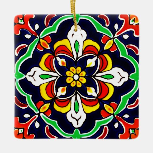 Mexican Talavera Terracotta Tile Design Nr. 2 Keramikornament (Vorderseite)