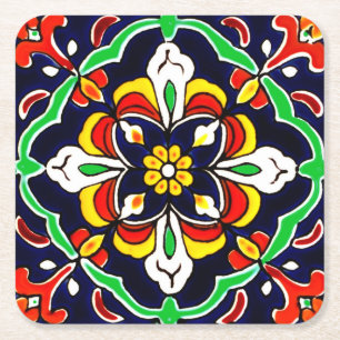 Mexican Talavera Terracotta Tile Design Nr. 2 Rechteckiger Pappuntersetzer