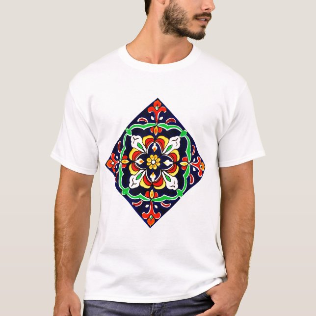 Mexican Talavera Terracotta Tile Design Nr. 2 T-Shirt (Vorderseite)
