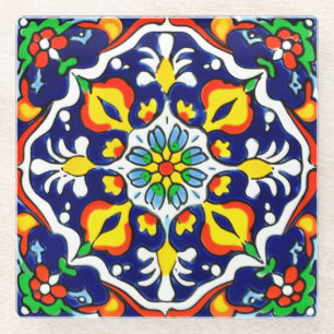 Mexican Talavera Terracotta Tile Design Nr. 3 Glasuntersetzer