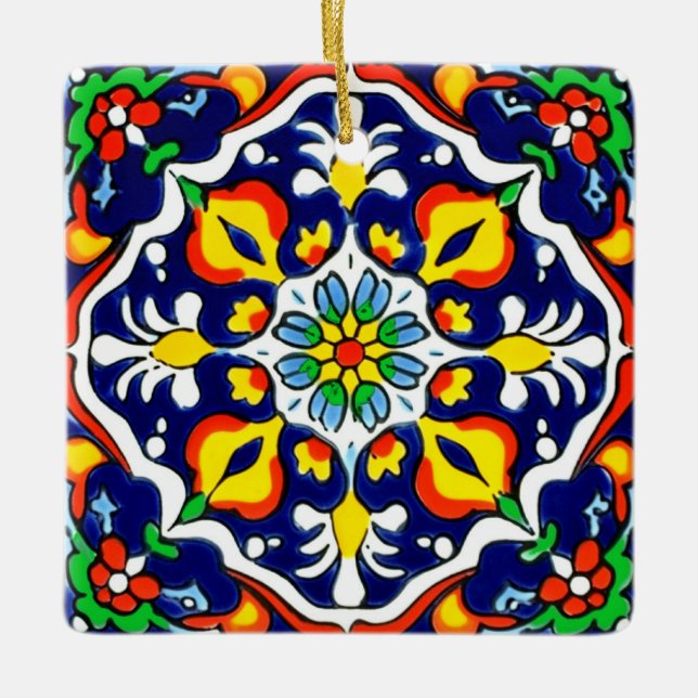 Mexican Talavera Terracotta Tile Design Nr. 3 Keramikornament (Vorderseite)