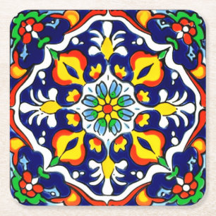 Mexican Talavera Terracotta Tile Design Nr. 3 Rechteckiger Pappuntersetzer