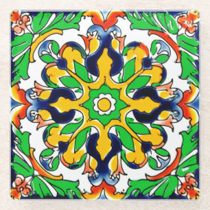 Mexican Talavera Terracotta Tile Design Nr. 4 Glasuntersetzer