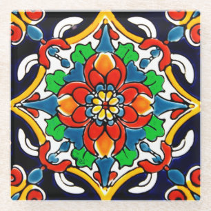 Mexican Talavera Terracotta Tile Design Nr. 5 Glasuntersetzer