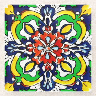 Mexican Talavera Terracotta Tile Design Nr. 7 Glasuntersetzer
