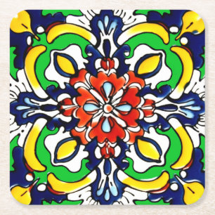 Mexican Talavera Terracotta Tile Design Nr. 7 Rechteckiger Pappuntersetzer