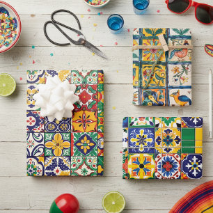 Mexican Talavera Tile Spanish Fiesta Geschenkpapier Set