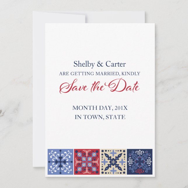 Mexican Talavera Tile Wedding Save the Date (Vorderseite)