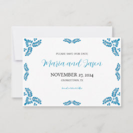 Mexican Talavera Turquoise Minimalist Wedding Save The Date